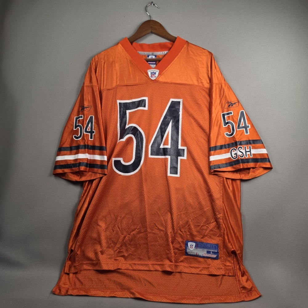 Reebok Chicago Bears Brian Urlacher 54 NFL Equipment Orange Jersey Mens Size Lrg